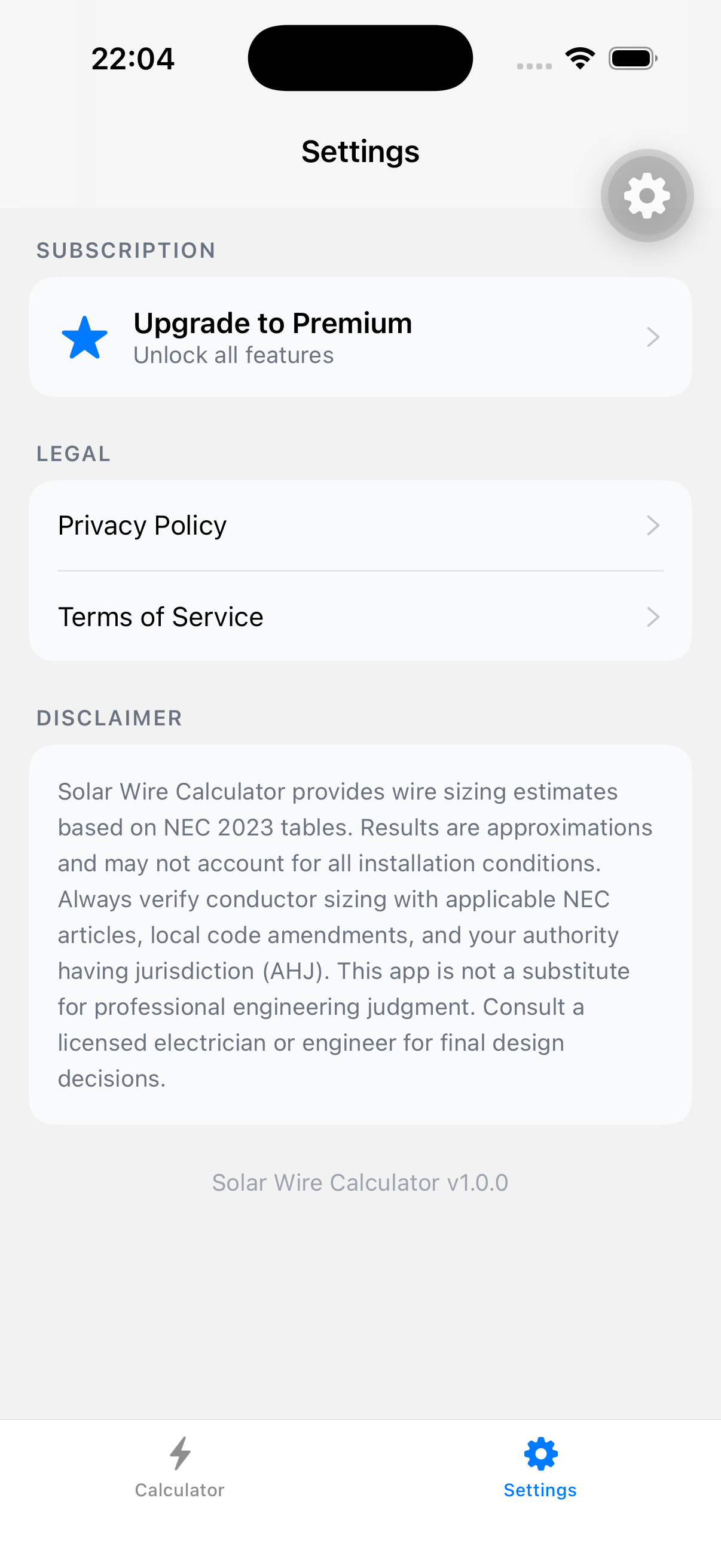 Solar Wire Calculator — NEC 2023 Wire Sizing for PV Installers screenshot